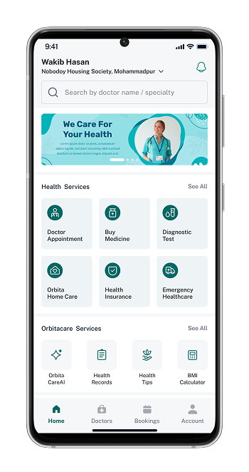 Orbitacare home screen