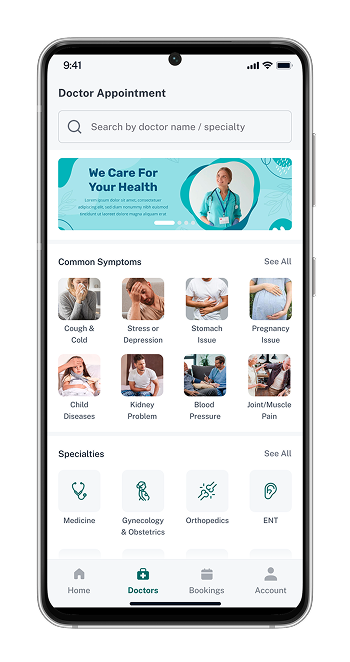 Orbitacare doctor appointment booking screen